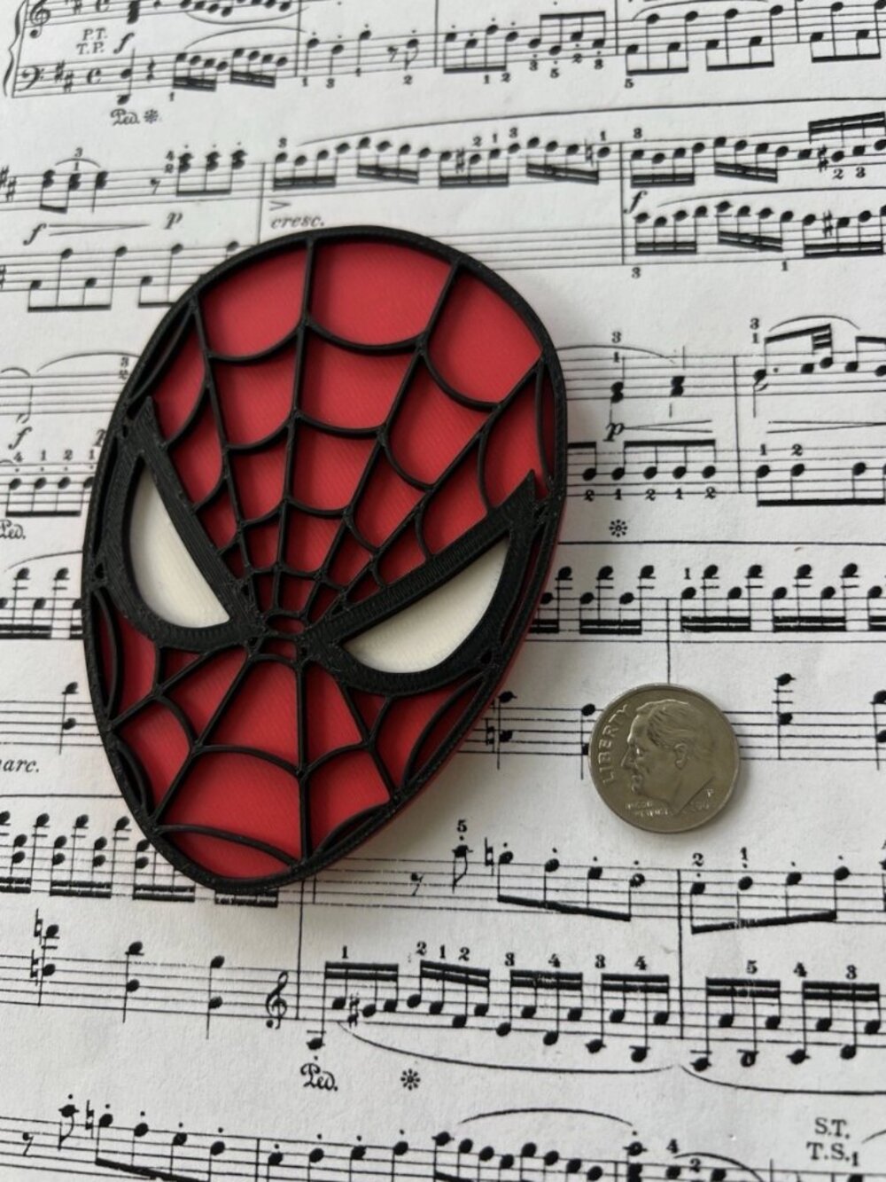 3D Printed Spider-Man Mask Decor Red & Black Handmade Marvel Fan Art